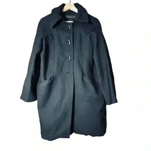 Zara 100% Wool Tailored Jacket Knee Length Navy Medium Designer Made Spain